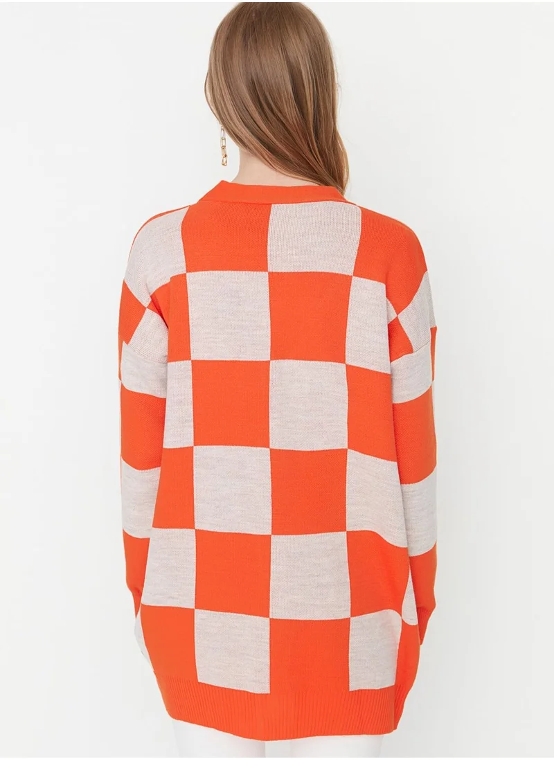 trendyol Checked Button Detail Cardigan
