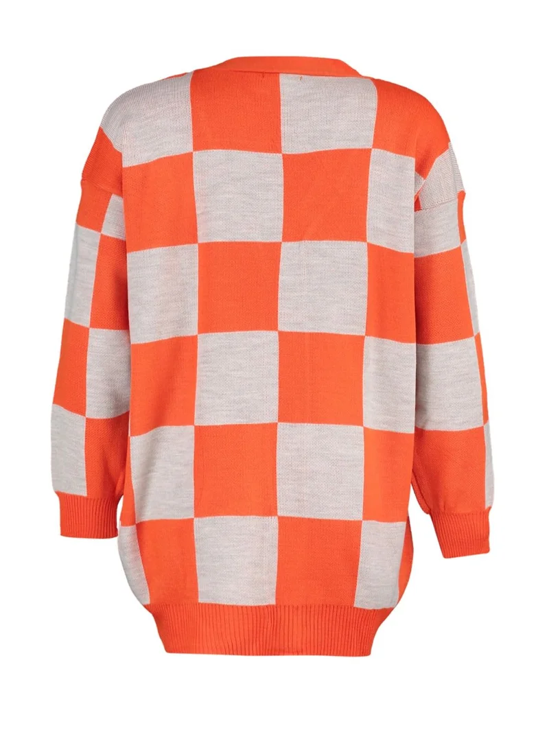 trendyol Checked Button Detail Cardigan