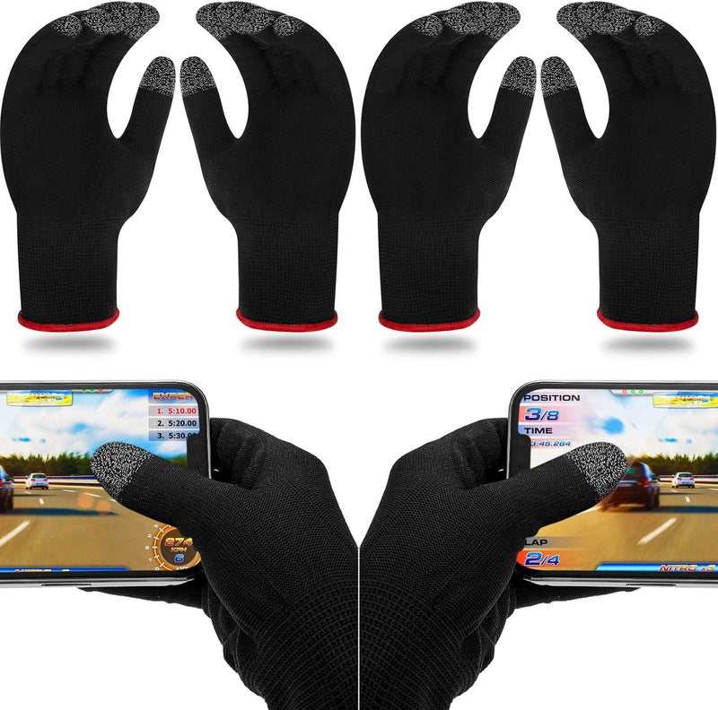 Syhood 4 Pairs Game Gloves for Gaming Mobile Controllers Finger Set, Anti-Sweat Breathable Touch Finger Gloves Highly Sensitive Silver Fiber Material for Most Mobile Phone Games PUBG - Image 1