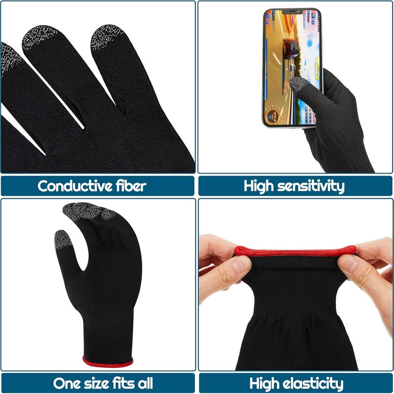 Syhood 4 Pairs Game Gloves for Gaming Mobile Controllers Finger Set, Anti-Sweat Breathable Touch Finger Gloves Highly Sensitive Silver Fiber Material for Most Mobile Phone Games PUBG - Image 3