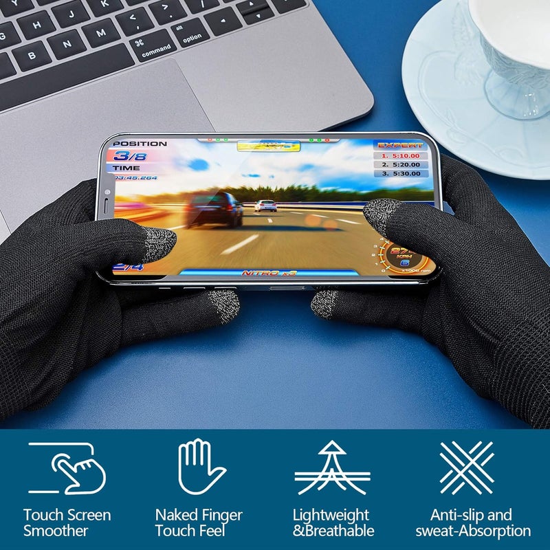 Syhood 4 Pairs Game Gloves for Gaming Mobile Controllers Finger Set, Anti-Sweat Breathable Touch Finger Gloves Highly Sensitive Silver Fiber Material for Most Mobile Phone Games PUBG - Image 5