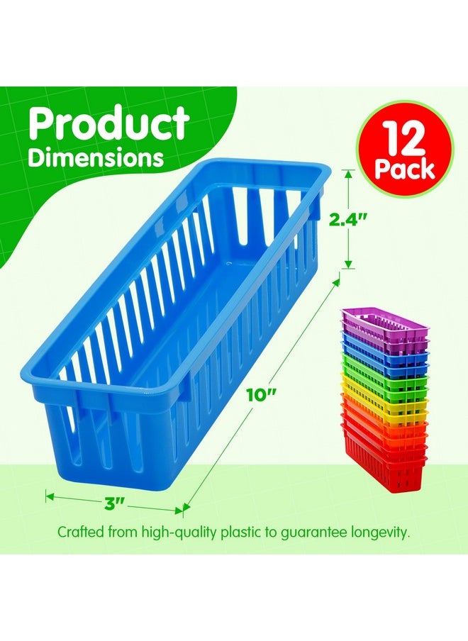 4E's Novelty 4E's Novelty 12 Pack Pencil Holder for Kids Desk, Colorful Plastic Pen Baskets Tray for Organizing Classroom Supplies, Plastic Caddy for Desk and Elementary Teacher Supplies for Classroom  - Image 3