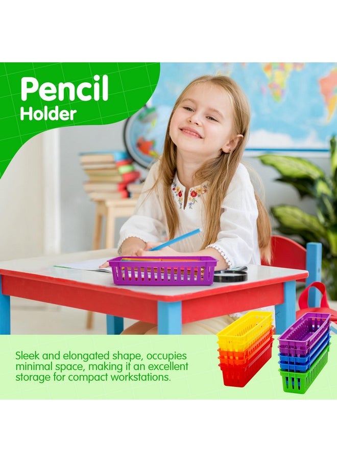 4E's Novelty 4E's Novelty 12 Pack Pencil Holder for Kids Desk, Colorful Plastic Pen Baskets Tray for Organizing Classroom Supplies, Plastic Caddy for Desk and Elementary Teacher Supplies for Classroom  - Image 5