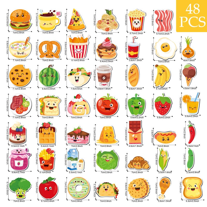 DHQH 48 Pcs Food Fridge Magnets for Girl, Cute Magnetic Educational Learning, Colorful Decorative Magnets for Refrigerator Home Kitchen - Image 2