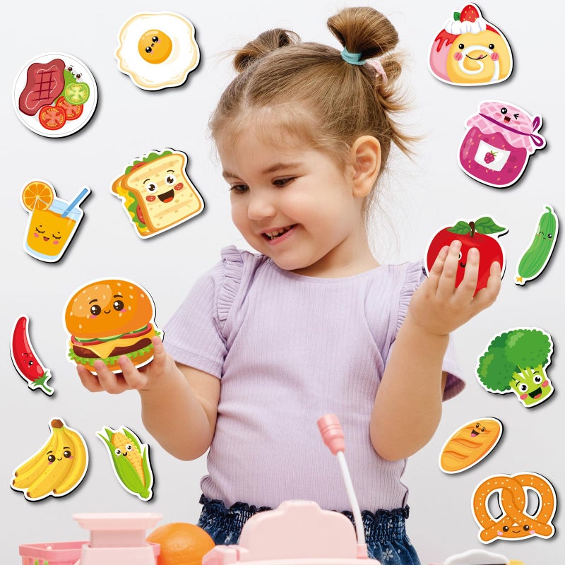 DHQH 48 Pcs Food Fridge Magnets for Girl, Cute Magnetic Educational Learning, Colorful Decorative Magnets for Refrigerator Home Kitchen - Image 5