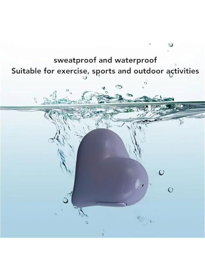 Heart Shaped Headphones, Stereo Earphones, Cute Earbuds, Noise Canceling Headphones, with Charging Case, for Music Calling Workouts Sport Trave School (Violett)