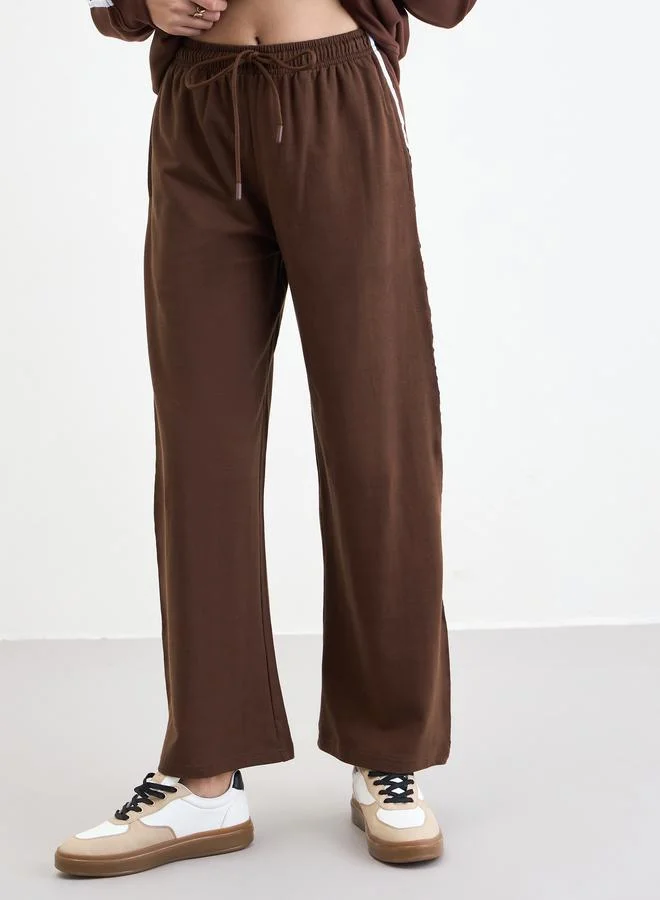Styli  Brown Printed Longline Hoodie and Joggers Co-Ords for Women | Best Price UAE