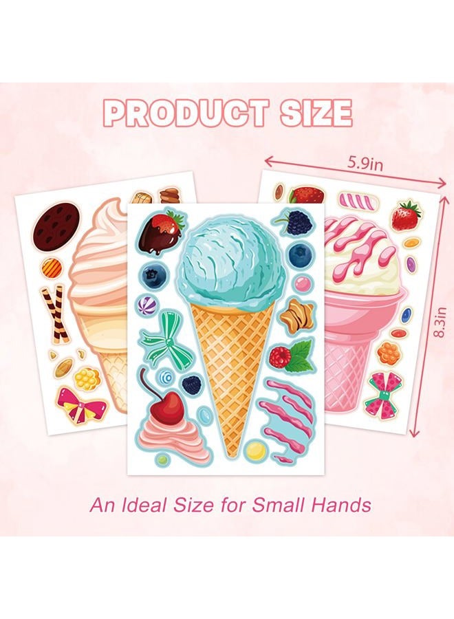 Ozepao 32 Sheets Ice Cream Stickers for Kids, Make a Face Stickers for Party Decorations, Party Favors Craft Supplies - Image 4