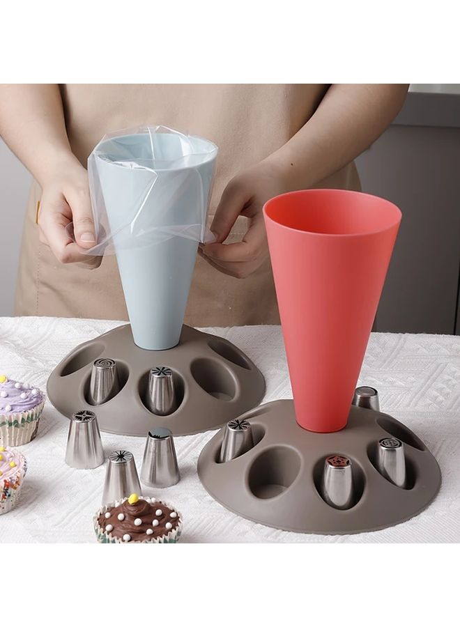 Red Piping Bag Storage Rack Holder For Cream Flower Nozzles Kitchen Baking Tool - Image 1