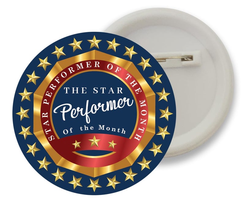 D2C Badges of Star performer of the Month Round Shape Badge For Students Colleges classes Office Small Business entrepreneur batches for Bags, Backpack, Size-58mm Multicolor D3 Pack of 10 - Image 5
