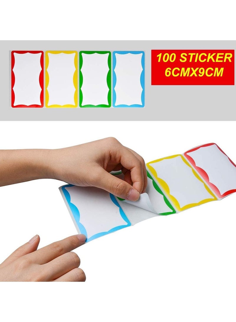 Generic Name Tag Stickers for writing names of children and adults, colorful printed stickers for school, 100 pieces, size 9 cm x 6 cm, Up to Date Egypt printing - Image 2