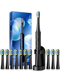 Eetheory Sonic Electric Toothbrush For Adults With Holder And 10 Brush Heads Rechargeable Sonic Toothbrush Fast 2 Hr Charge Last 35 Days 40000 Vpm And 3 Modes Black (Black) - pzsku/Z99293378A7CEDF2F5361Z/45/_/1696071254/dd0b6fd2-456d-43e3-9496-dc590957f5b1