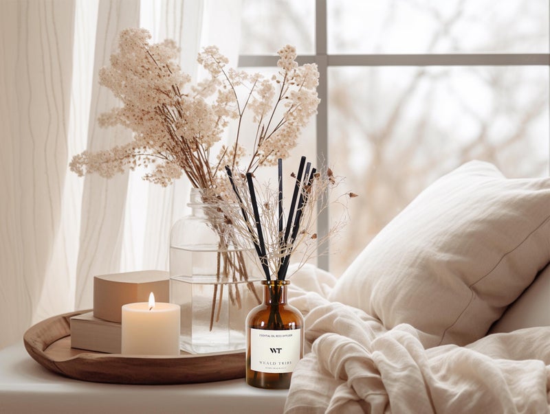 WEALD TRIBE Flower Reed Diffuser Set Clean White Linen Scent for Bathroom Air Fresheners | 4.0 fl oz Essential Oils with Sticks Home Fragrance Defusers | House Bedroom Office Shelf Decor & Gift - Image 4