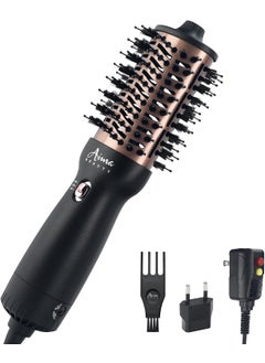 Aima Beauty Aima Beauty Hair Dryer Brush Dual Voltage Travel Blow Dryer Brush Hot Air Brush with Oval Barrel 360Airflow for Smooth FrizzFree DryingStraighteningVoluming Negative Ionic Black 