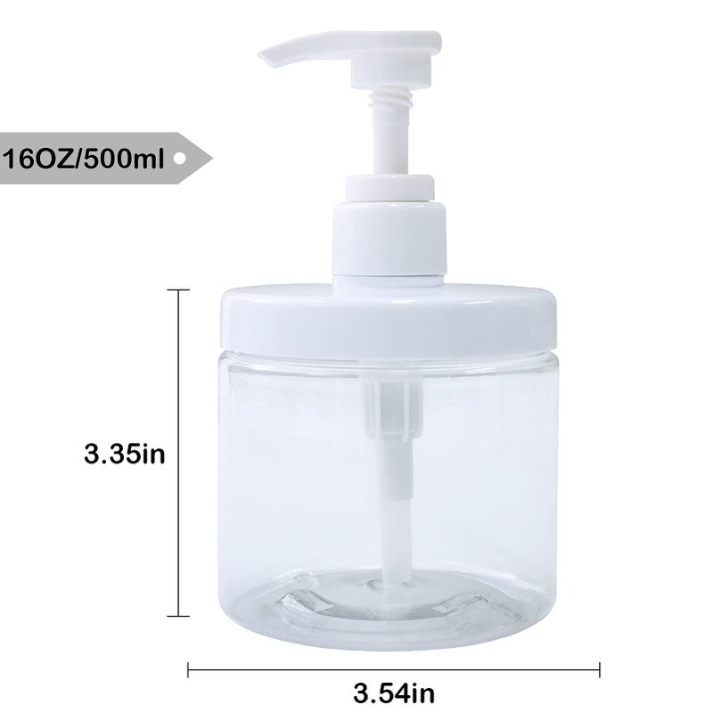 Cosywell Pump Bottle Dispenser Plastic Refillable Bottles Wide Mouth Jar Style Empty Bathroom Shower Containers for Lotion Shampoo Conditioner (Clear, 2X 500ml) - Image 2
