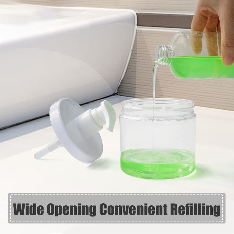 Cosywell Pump Bottle Dispenser Plastic Refillable Bottles Wide Mouth Jar Style Empty Bathroom Shower Containers for Lotion Shampoo Conditioner (Clear, 2X 500ml) - Image 4