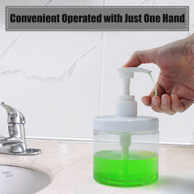 Cosywell Pump Bottle Dispenser Plastic Refillable Bottles Wide Mouth Jar Style Empty Bathroom Shower Containers for Lotion Shampoo Conditioner (Clear, 2X 500ml) - Image 5