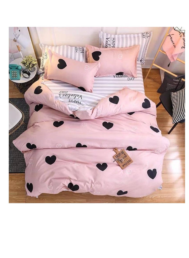Petals and Floral Designs Single-Size Duvet Cover Set, Multicolour -160x210cm, Fitted sheets size (120x200)+30cm Cotton+Polyester