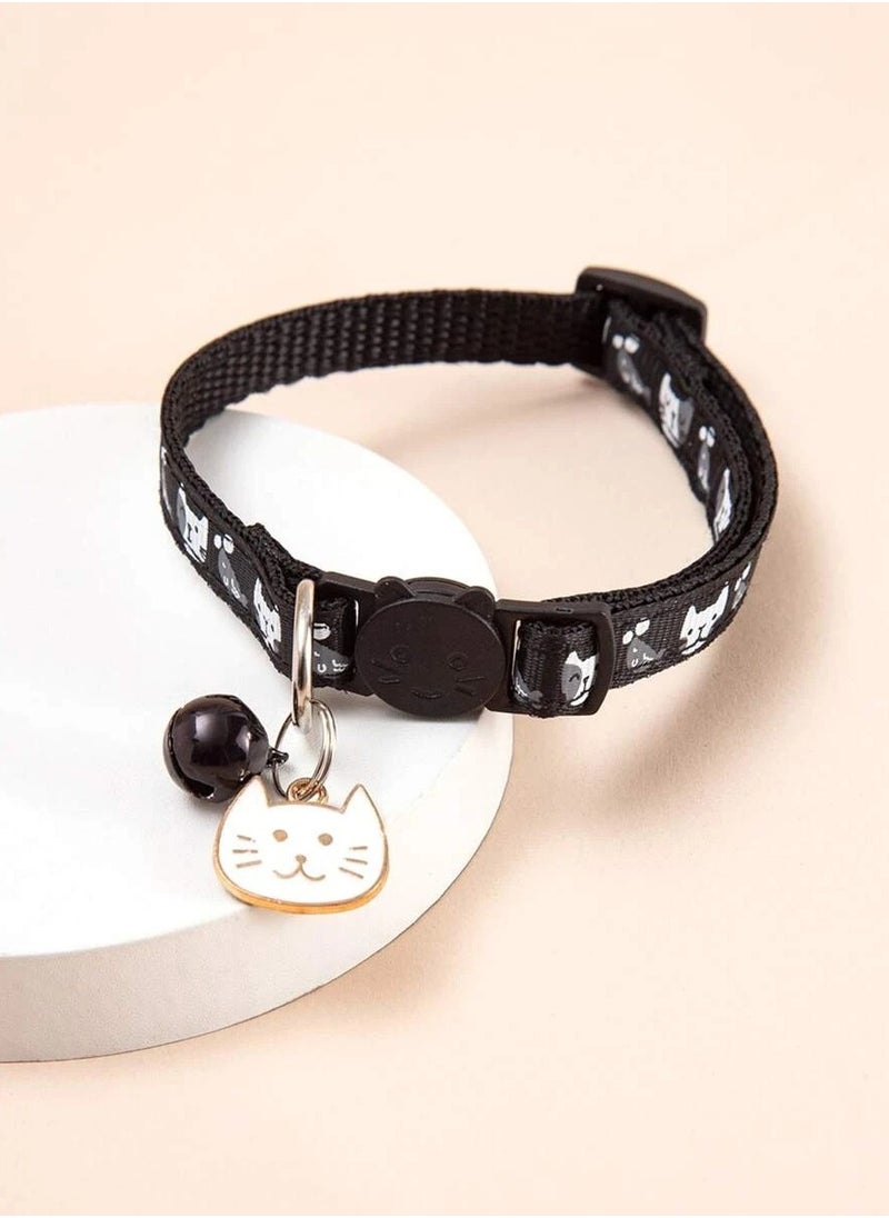 Generic - Adjustable Cat Collar with Bell and Cute Cat Charm - Black - Image 1