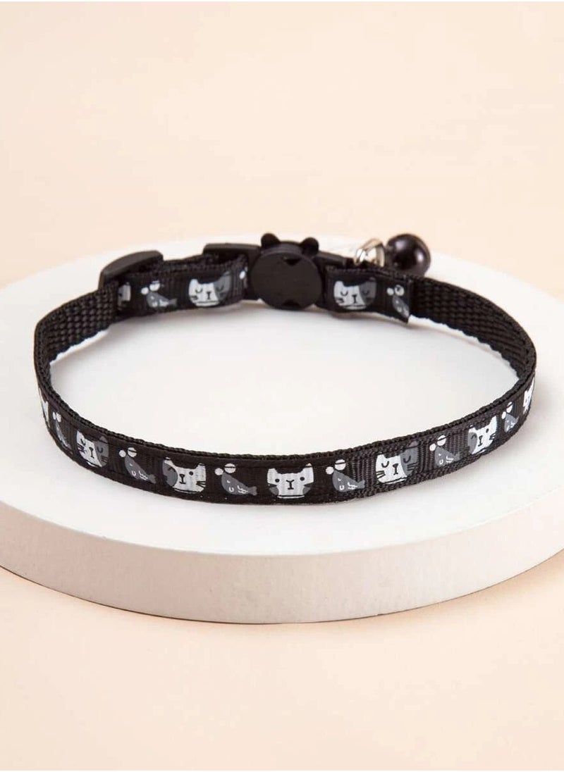 Generic - Adjustable Cat Collar with Bell and Cute Cat Charm - Black - Image 1