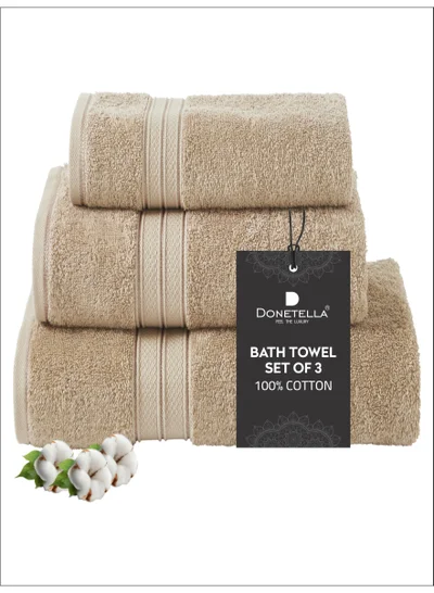 Donetella 3-Pcs Set, 100% Combed Cotton 600 GSM, Highly Absorbent, Quick Dry Towel Set Include 1 Bath Towel, 1 Bath Sheet, 1 Hand Towel, Best Set for Bathroom Gym, Hotel And Spa,White