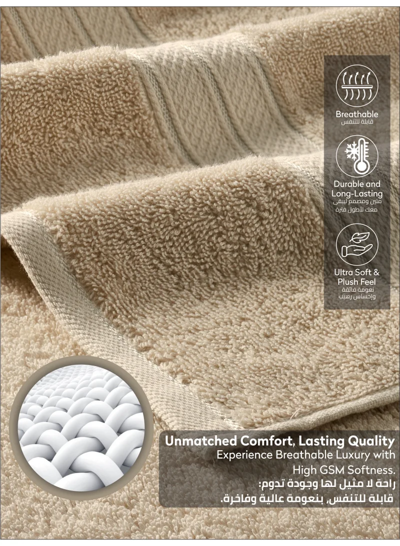 Donetella Light Beige 3-Pcs Set, 100% Combed Cotton 600 GSM, Highly Absorbent, Quick Dry Towel Set Include 1 Bath Towel, 1 Bath Sheet, 1 Hand Towel, Best Set for Bathroom Gym, Hotel And Spa,White  | Best Price UAE