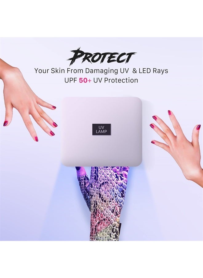 ManiGlovz Anti UV Gloves for Gel Manicures Using Gel Lamp Dryers, Driving, Lounging and More, Fingerless Gloves That Shield Skin from the Sun and Nail Lamp, Outdoor Gloves, Hard Core Print - Image 3