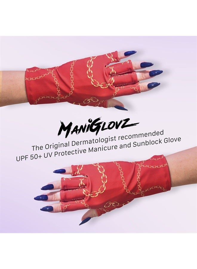 ManiGlovz Anti UV Gloves for Gel Manicures Using Gel Lamp Dryers, Driving, Lounging and More, Fingerless Gloves That Shield Skin from the Sun and Nail Lamp, Outdoor Gloves, Hard Core Print - Image 1