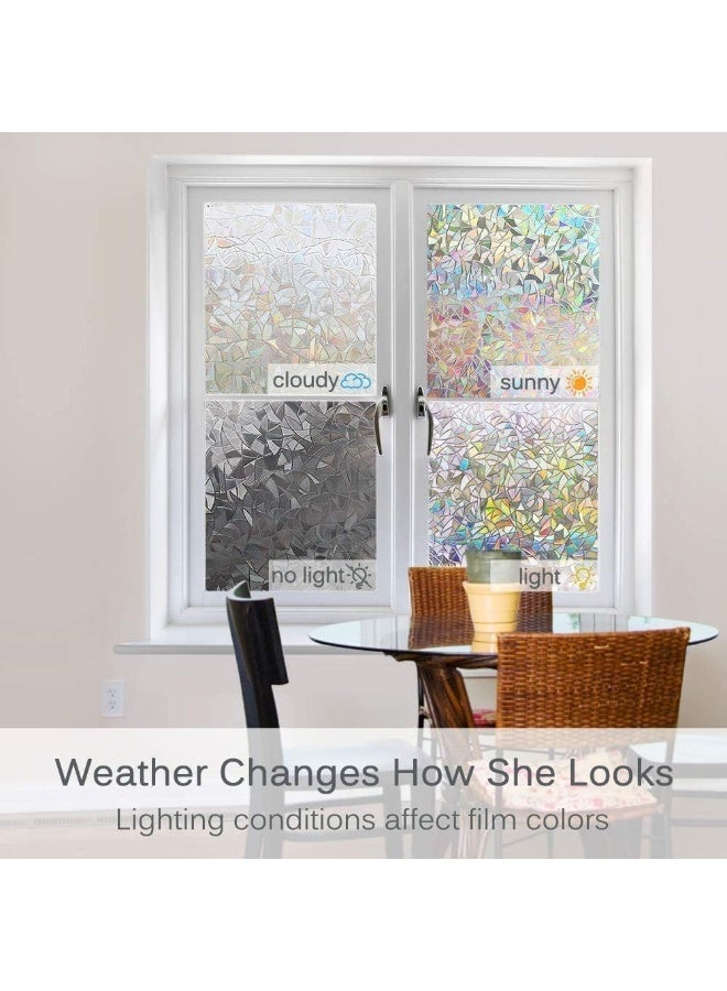 Bolivia's Window Privacy Film, 3D Decorative Stained Glass Window Decals, Static Cling Non-Adhesive Removable Window Sticker Window Film for Glass Door Home Heat Control Anti UV(45x200cm) - Image 2