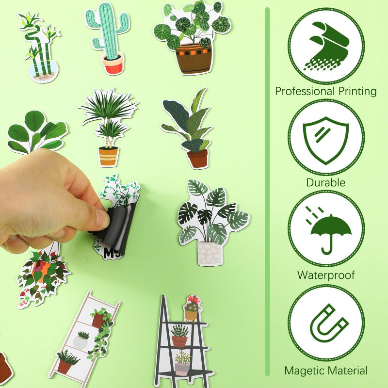 Copkim 32 Pieces Plant Fridge Magnets Bulk Cute Monstera Cactus Refrigerator Magnets Green Leaf Decor for Office School Christmas Plant Lover Gifts - Image 3