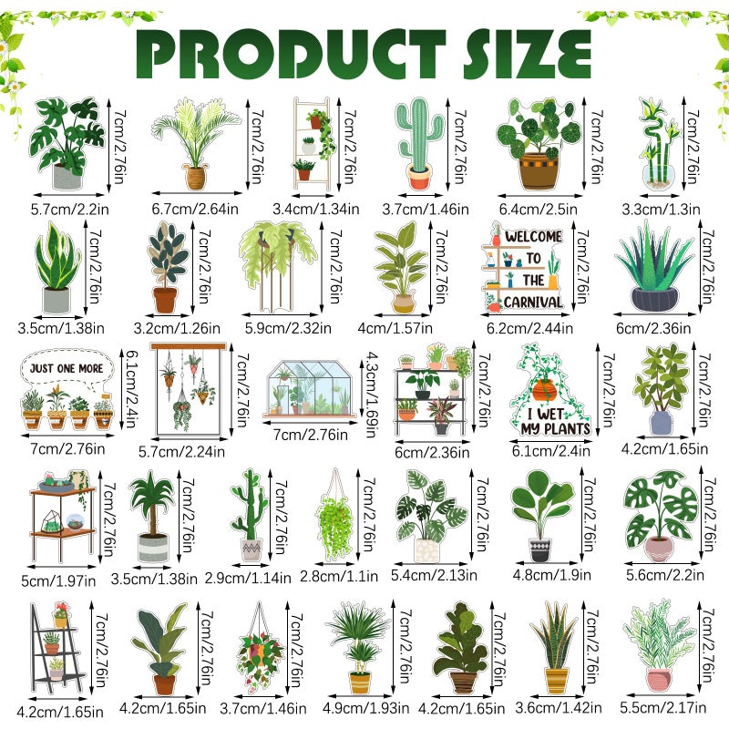 Copkim 32 Pieces Plant Fridge Magnets Bulk Cute Monstera Cactus Refrigerator Magnets Green Leaf Decor for Office School Christmas Plant Lover Gifts - Image 2