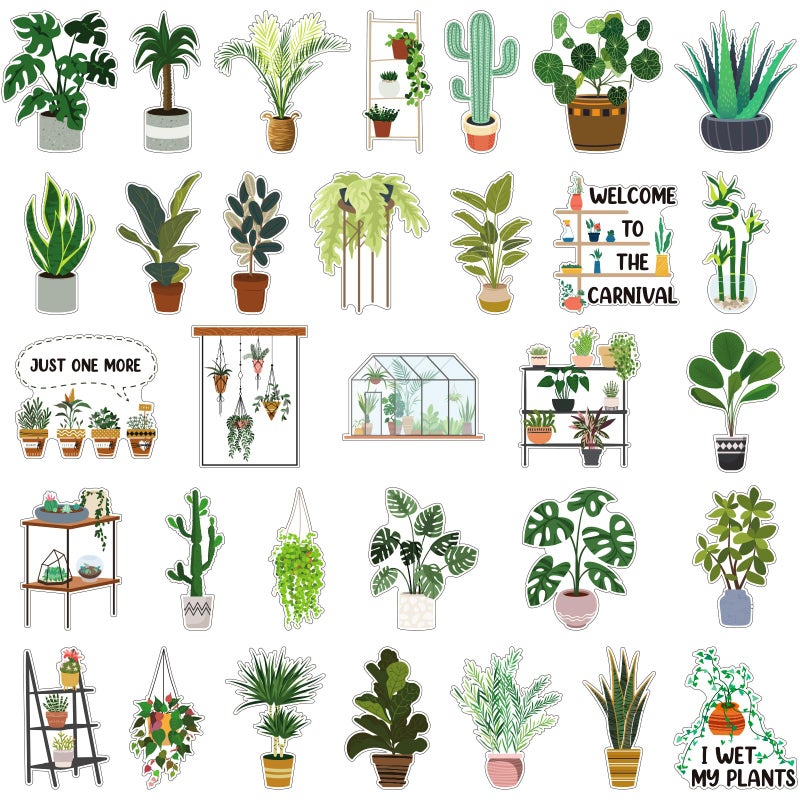 Copkim 32 Pieces Plant Fridge Magnets Bulk Cute Monstera Cactus Refrigerator Magnets Green Leaf Decor for Office School Christmas Plant Lover Gifts - Image 1