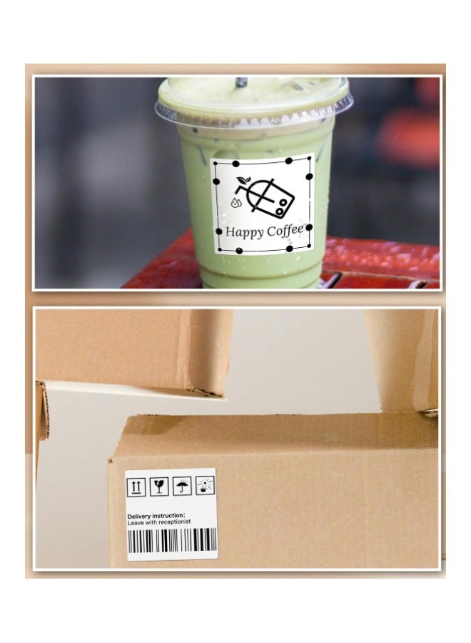 EHOME White Thermal Label Stickers, 5.7x5CM Self-Adhesive Square Direct Thermal Labels, 100sheets/Roll - Image 3