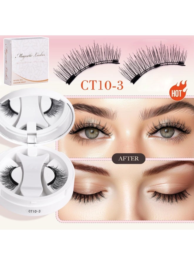 ATRJSZ Magnetic Eyelashes with Applicator, Upgrade Soft Magnetic Eyelashes Natural Look without Eyeliner No Glue Needed Reusable Waterproof for All Day Comfort (CT10-3) - Image 3