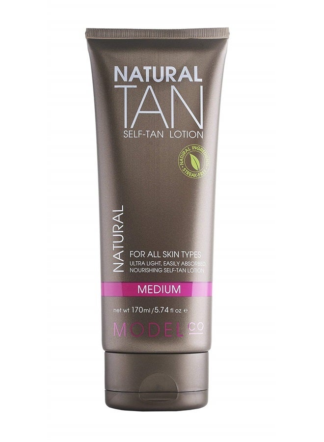 ModelCo Instant Sunless Natural-Looking Self-Tanning Lotion - Infused with Argan Oil, Aloe Vera, and Coconut Oil - Perfect for Dry, Sensitive, or Mature Skin - Medium - 5.74 fl oz - Image 1