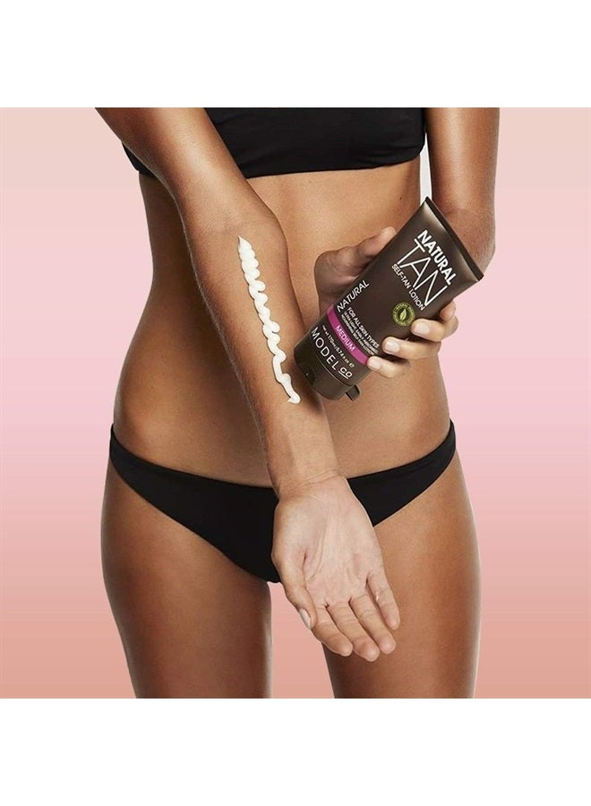 ModelCo Instant Sunless Natural-Looking Self-Tanning Lotion - Infused with Argan Oil, Aloe Vera, and Coconut Oil - Perfect for Dry, Sensitive, or Mature Skin - Medium - 5.74 fl oz - Image 4