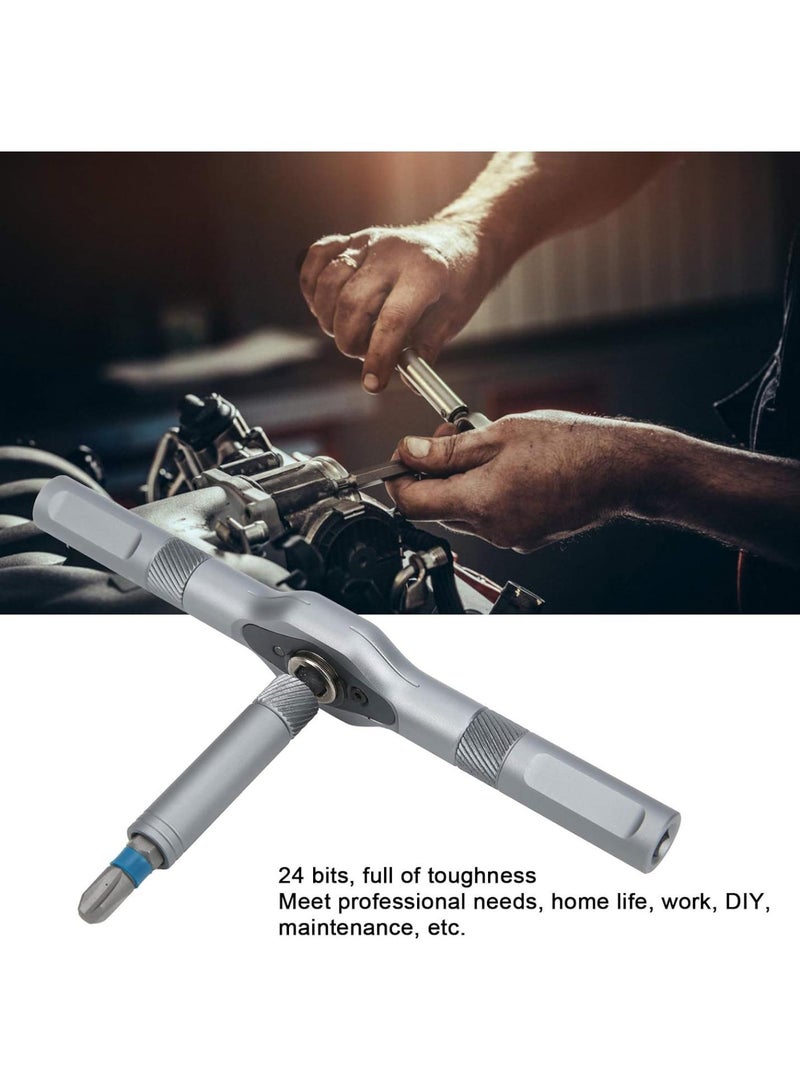 GGOOT 24-in-1 Ratchet Screwdriver Bit Set with Handle, S2 Steel Repair Tool for Home, Work and Maintenance, Multipurpose Manual Hardware RS1  - Image 3