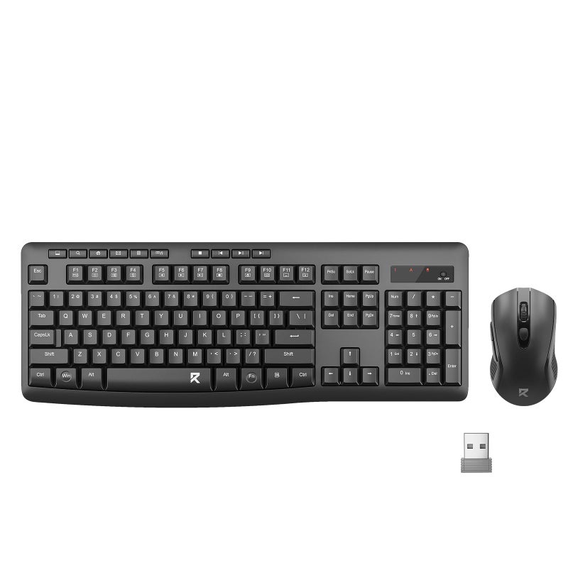 Redragon Wireless Keyboard and Mouse Combo, 2.4G Full-Sized Ergonomic Computer Keyboard with 5 Level DPI Adjustable Wireless Mouse, for Windows, Mac OS Desktop/Laptop/PC, BS-7367-A - Image 1