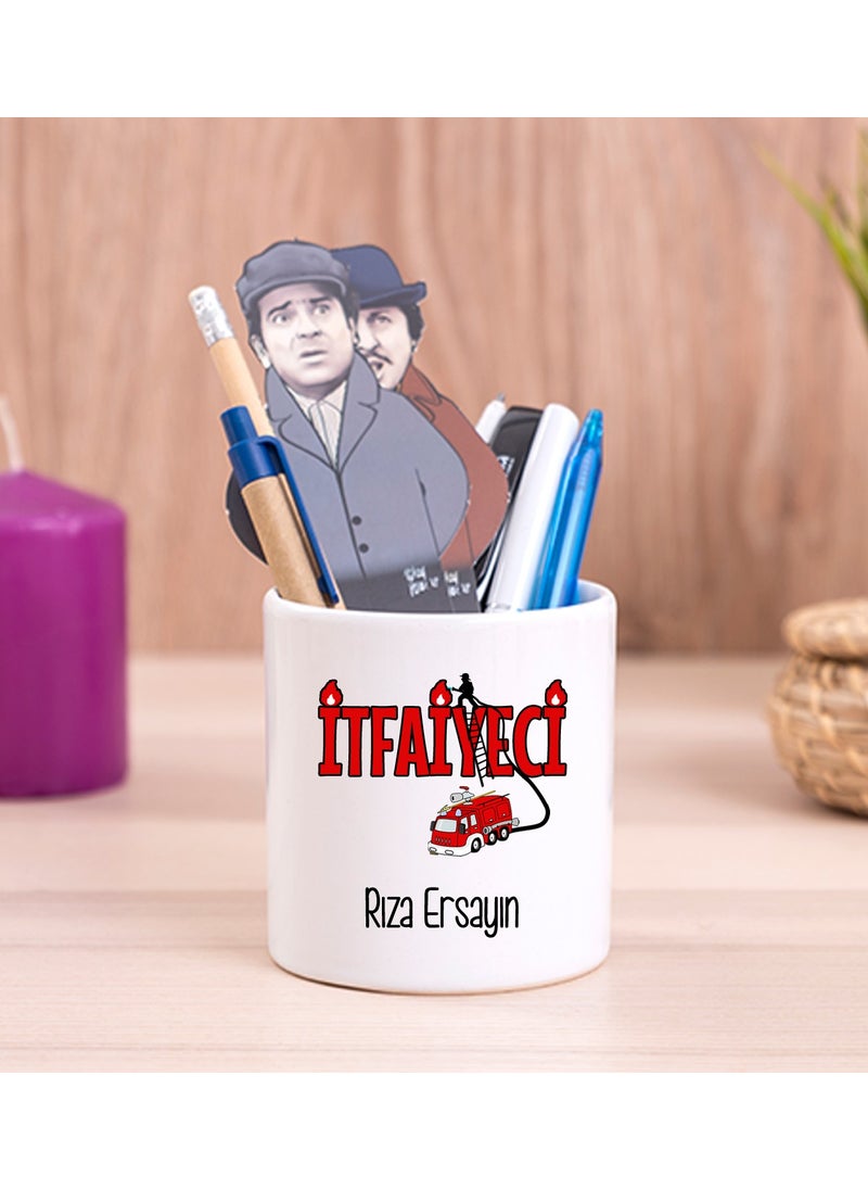 Hediye Dükkanı Gift Shop Personalized Firefighter Ceramic Pen Holder 