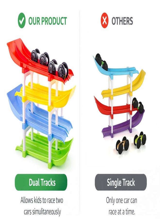 TOY FUN Toyfun Dual Car Ramp Racer Valley Junior Activity Set for Kids | 4 Tracks 2 Cars | Age 3+ - Image 3