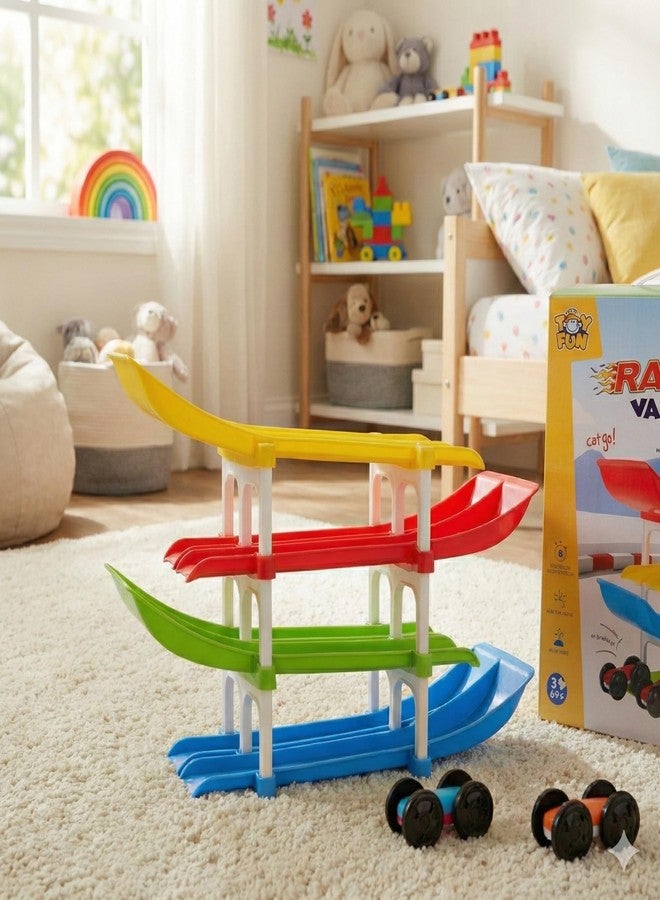 TOY FUN Toyfun Dual Car Ramp Racer Valley Junior Activity Set for Kids | 4 Tracks 2 Cars | Age 3+ - Image 5