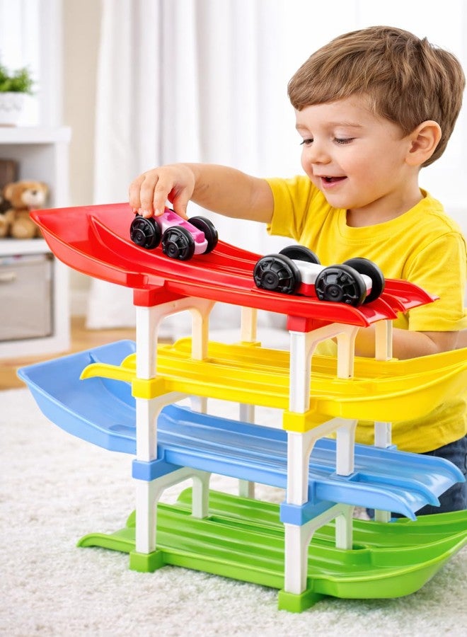 TOY FUN Toyfun Dual Car Ramp Racer Valley Junior Activity Set for Kids | 4 Tracks 2 Cars | Age 3+ - Image 1