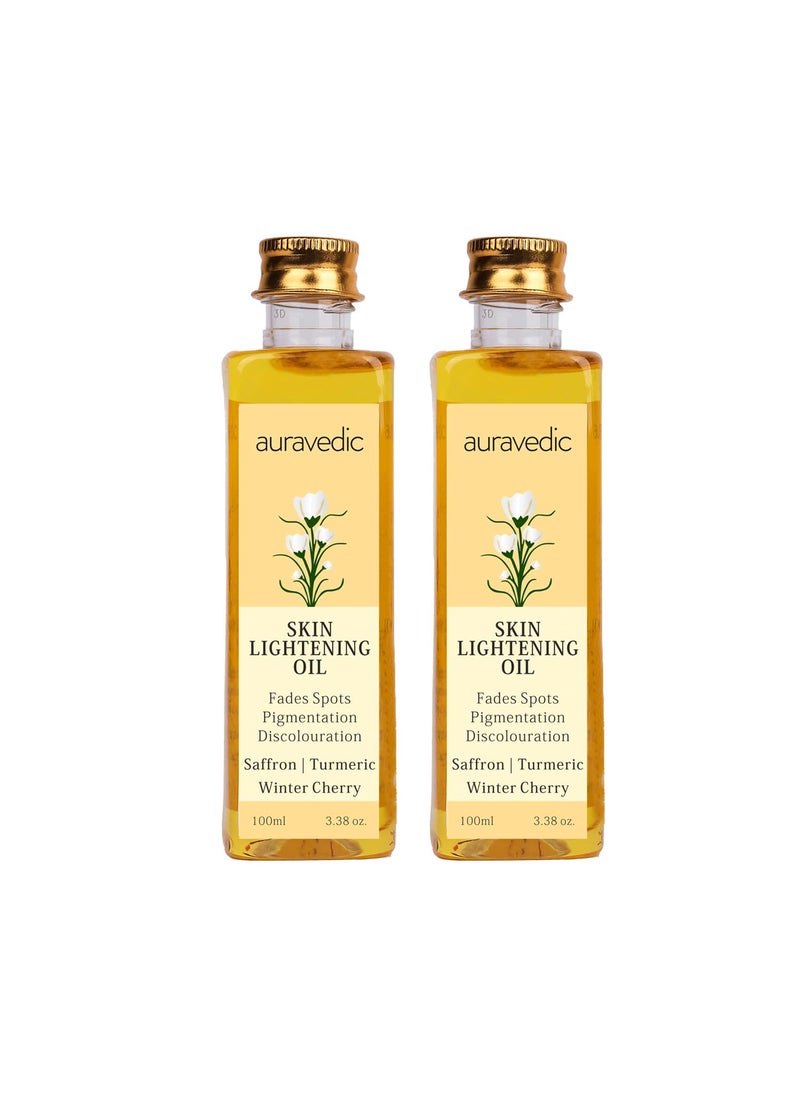Auravedic Skin Oil for Radiant Skin  Face Massage Oil with Saffron Ashwagandha  Turmeric  Suits Oily Dry  All Skin Types  Organic  Natural  100ml338 Fl Oz Pack of 2 