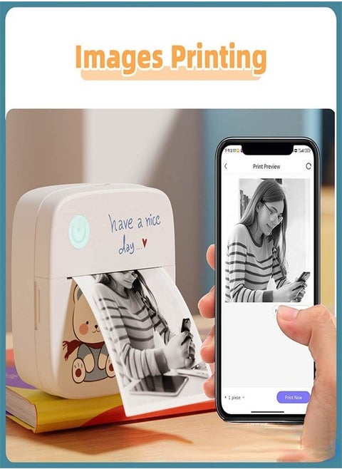 Label Maker Machine Portable Bluetooth Label Printer Sticker Maker Barcode Printer Support Arabic and English Compatible iOS and Android Great for Supermarket Retail Store Home Printing
