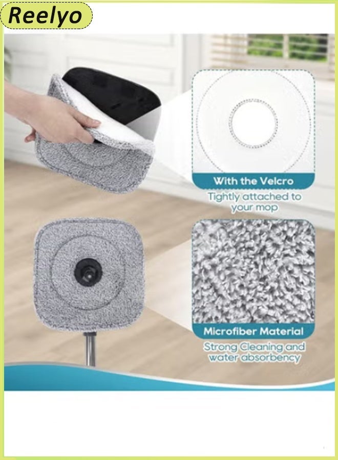 Reelyo Square Microfiber Mop Pads Compatible with True Tidy True Spin Mop - Mop Replacement Pads for Square Spin Mop and Bucket - Washable Pads fit for All 9 Inch Square Spin Mop (4 Pack) - Image 5