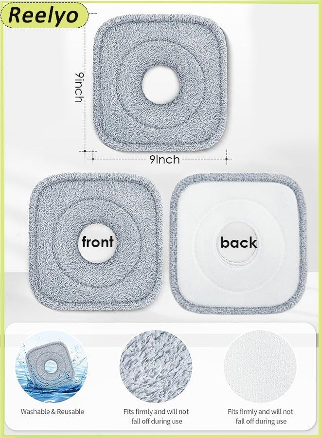 Reelyo Square Microfiber Mop Pads Compatible with True Tidy True Spin Mop - Mop Replacement Pads for Square Spin Mop and Bucket - Washable Pads fit for All 9 Inch Square Spin Mop (4 Pack) - Image 2
