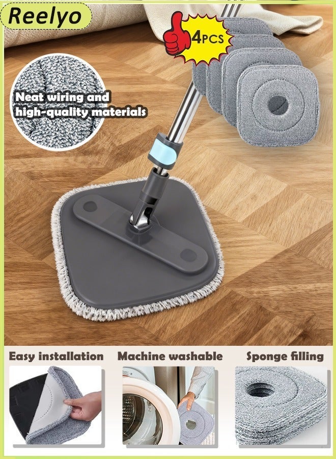 Reelyo Square Microfiber Mop Pads Compatible with True Tidy True Spin Mop - Mop Replacement Pads for Square Spin Mop and Bucket - Washable Pads fit for All 9 Inch Square Spin Mop (4 Pack) - Image 3