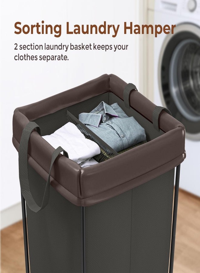 Mefirt 160L Large Laundry Hamper with Wheels, Laundry Hamper 2 Section Heavy Duty Laundry Basket Laundry Bag with Wheels, Clothes Hamper Laundry Cart for Laundry, Bedroom, Bathroom and Dorm (Black) - Image 3