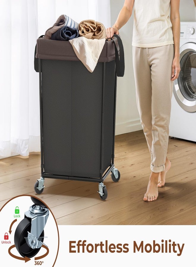 Mefirt 160L Large Laundry Hamper with Wheels, Laundry Hamper 2 Section Heavy Duty Laundry Basket Laundry Bag with Wheels, Clothes Hamper Laundry Cart for Laundry, Bedroom, Bathroom and Dorm (Black) - Image 4