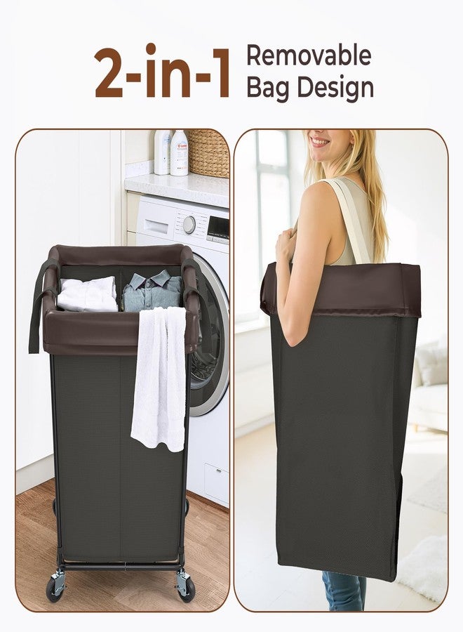 Mefirt 160L Large Laundry Hamper with Wheels, Laundry Hamper 2 Section Heavy Duty Laundry Basket Laundry Bag with Wheels, Clothes Hamper Laundry Cart for Laundry, Bedroom, Bathroom and Dorm (Black) - Image 5